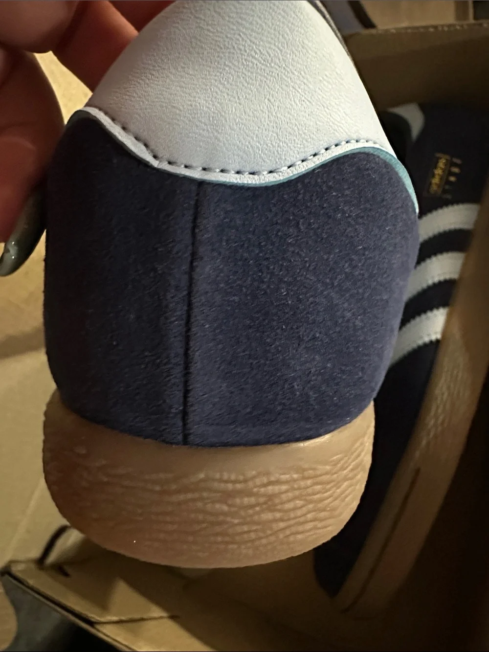 adidas Stadt Navy Suede Sneakers with light blue Stripes 8 Men 10.5 women